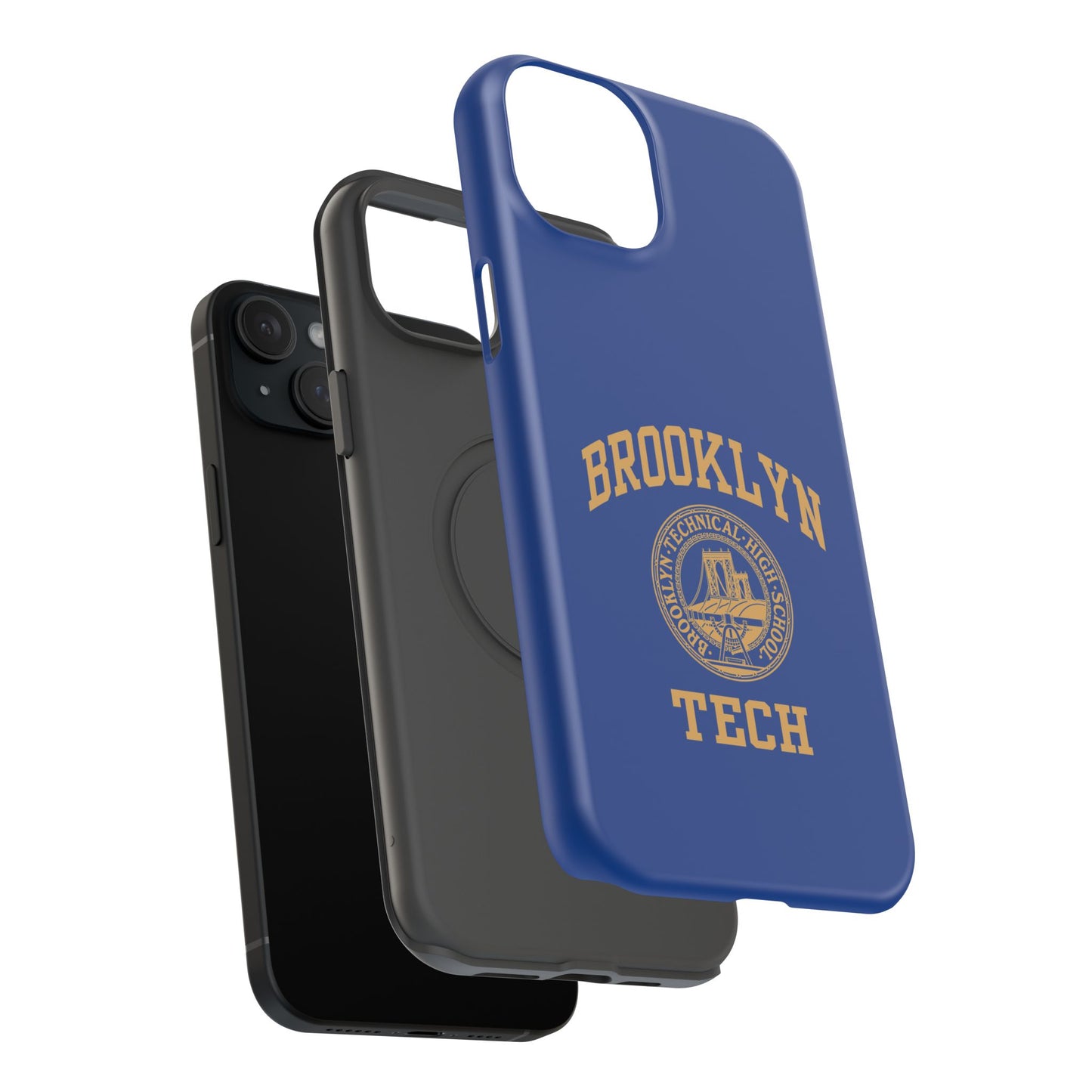 Brooklyn Tech Classic Logo - Impact-Resistant Phone Cases - Iphone Or Samsung - Navy With Gold Graphic