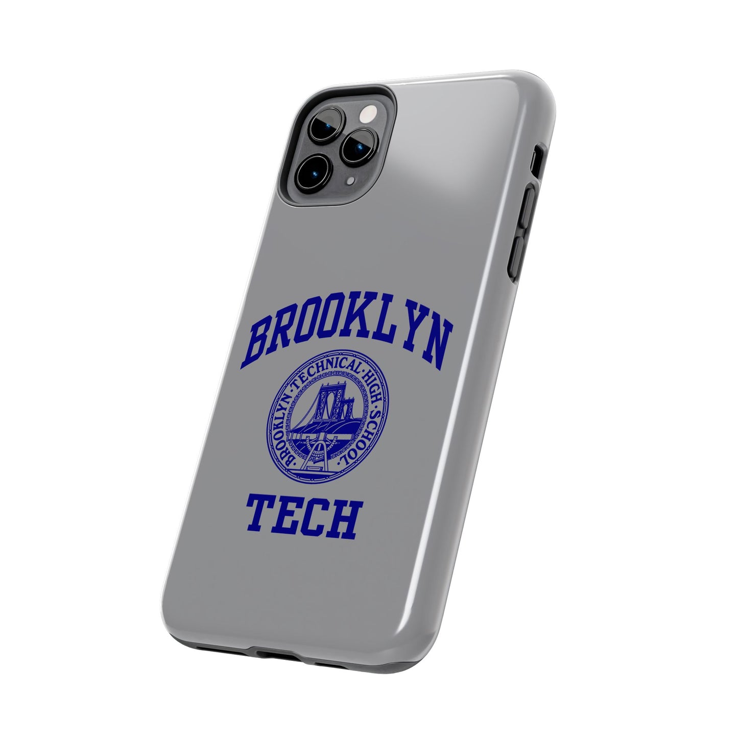 Brooklyn Tech Classic Logo - Tough Phone Case - Grey with Navy-Blue graphics