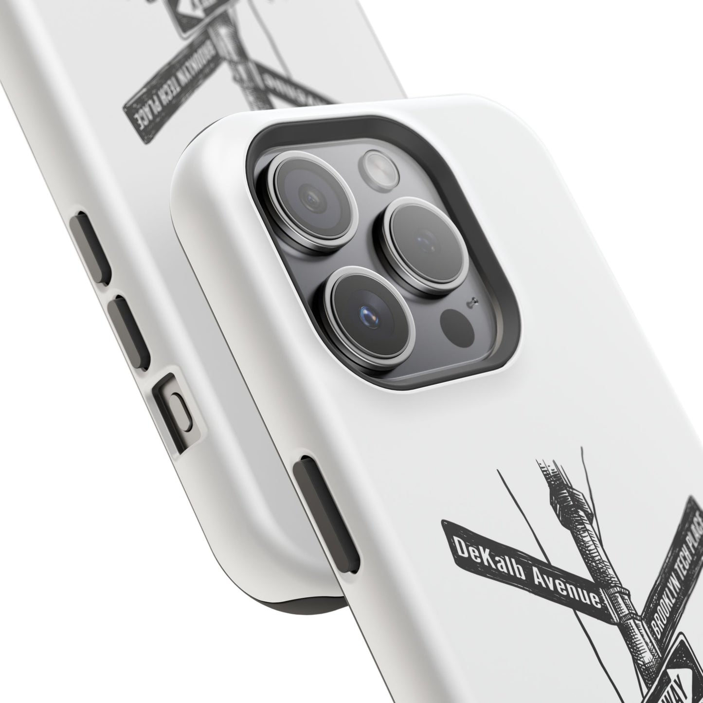 Dekalb Ave & Brooklyn Tech Pl (black graphic) - Impact-Resistant Phone Cases - White