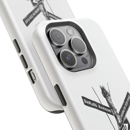 Dekalb Ave & Brooklyn Tech Pl (black graphic) - Impact-Resistant Phone Cases - White