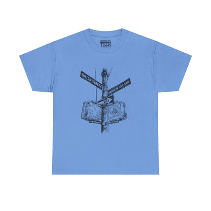 Boutique - Fulton St & Brooklyn Tech Pl - (Black Graphic) Men's Heavy Cotton T-Shirt