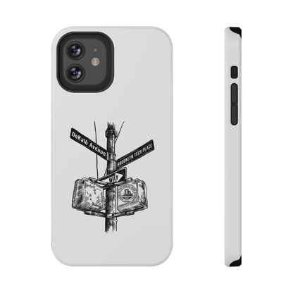 Dekalb Ave & Brooklyn Tech Pl (black graphic) - Impact-Resistant Phone Cases - White