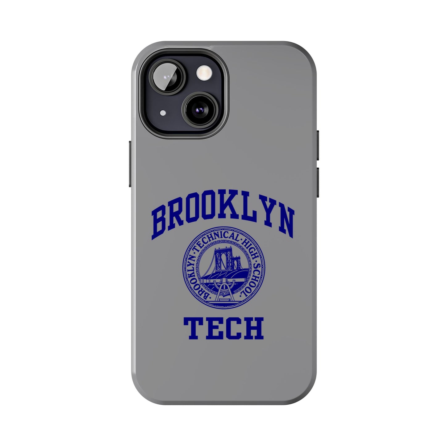 Brooklyn Tech Classic Logo - Tough Phone Case - Grey with Navy-Blue graphics