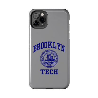 Brooklyn Tech Classic Logo - Tough Phone Case - Grey with Navy-Blue graphics