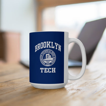 Classic Brooklyn Tech Logo - Ceramic Mug, (11oz, 15oz) - Navy