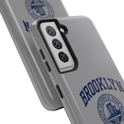 Classic Logo with Brooklyn Tech - Tough Phone Case - Grey with Navy-Blue graphics