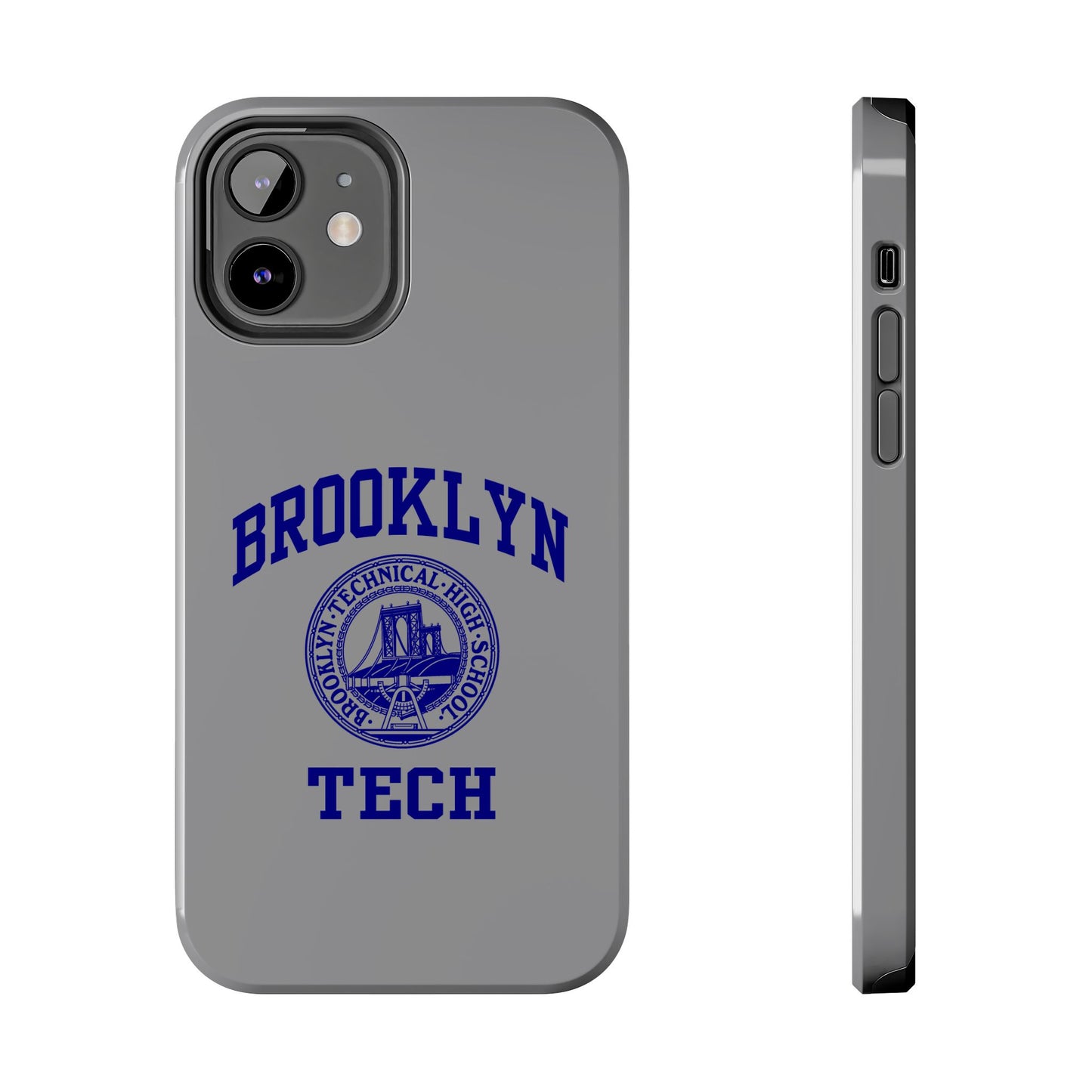 Brooklyn Tech Classic Logo - Tough Phone Case - Grey with Navy-Blue graphics