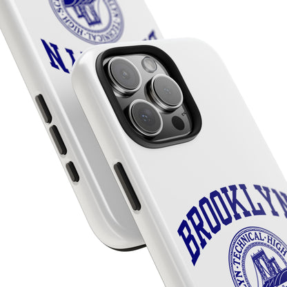 Brooklyn Tech Classic Logo - Tough Phone Cases - White with navy-blue graphic