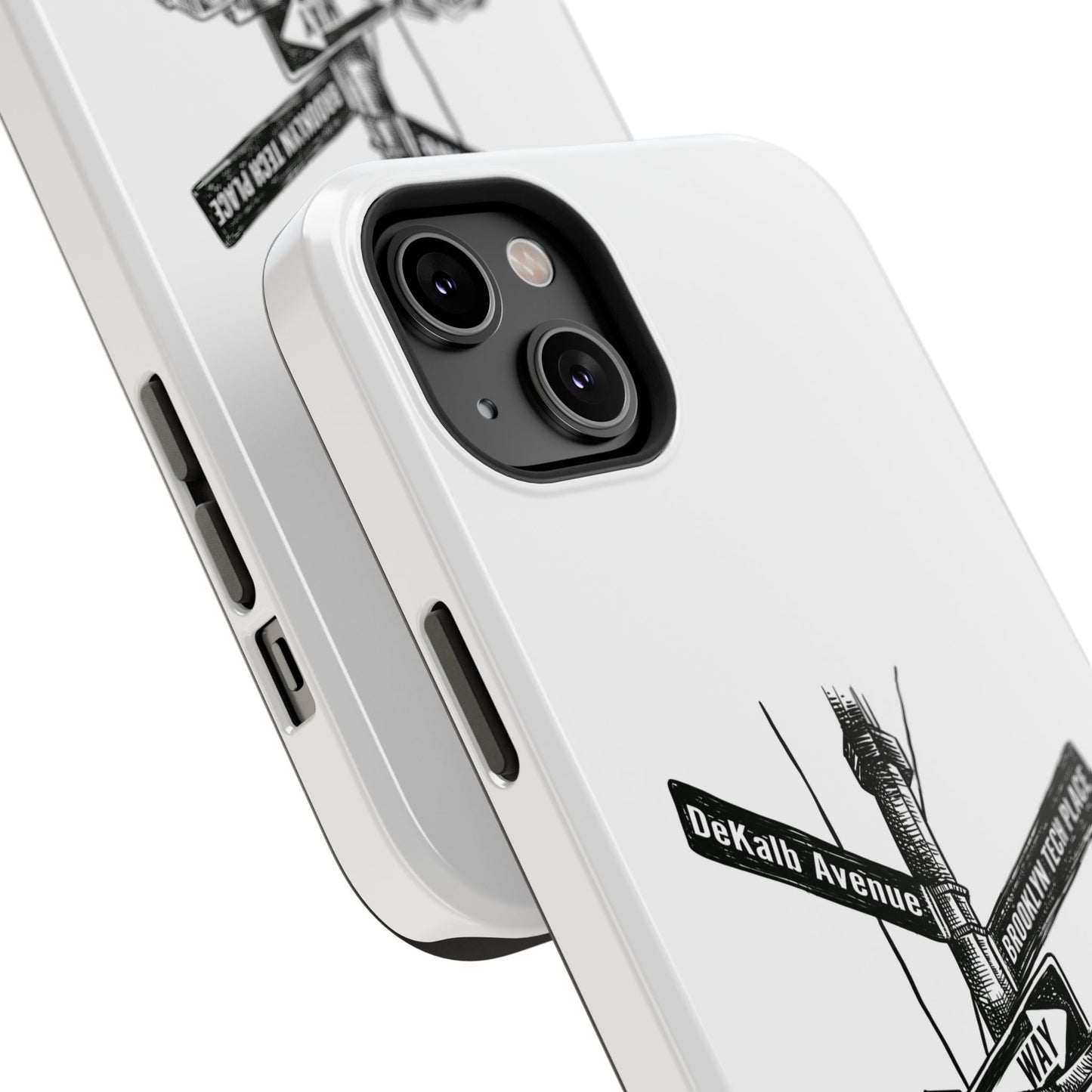 Dekalb Ave & Brooklyn Tech Pl (black graphic) - Impact-Resistant Phone Cases - White