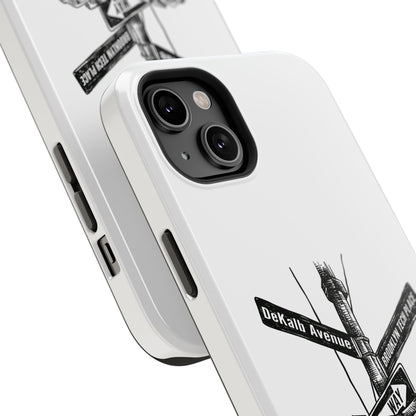 Dekalb Ave & Brooklyn Tech Pl (black graphic) - Impact-Resistant Phone Cases - White