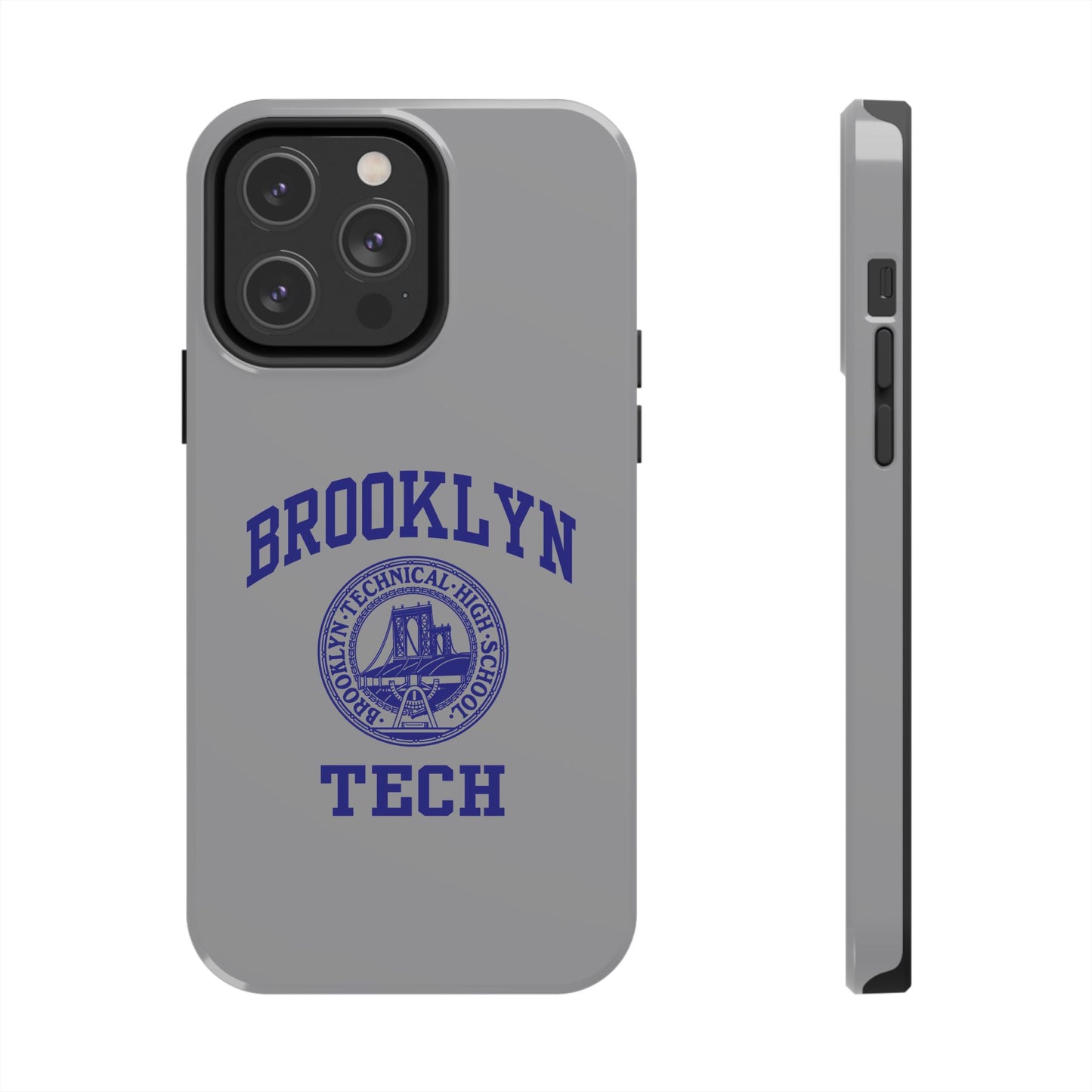 Brooklyn Tech Classic Logo - Tough Phone Case - Grey with Navy-Blue graphics