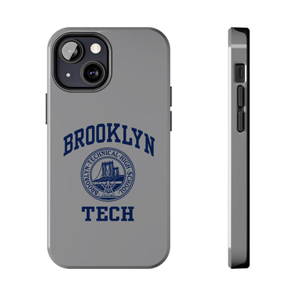 Classic Logo with Brooklyn Tech - Tough Phone Case - Grey with Navy-Blue graphics