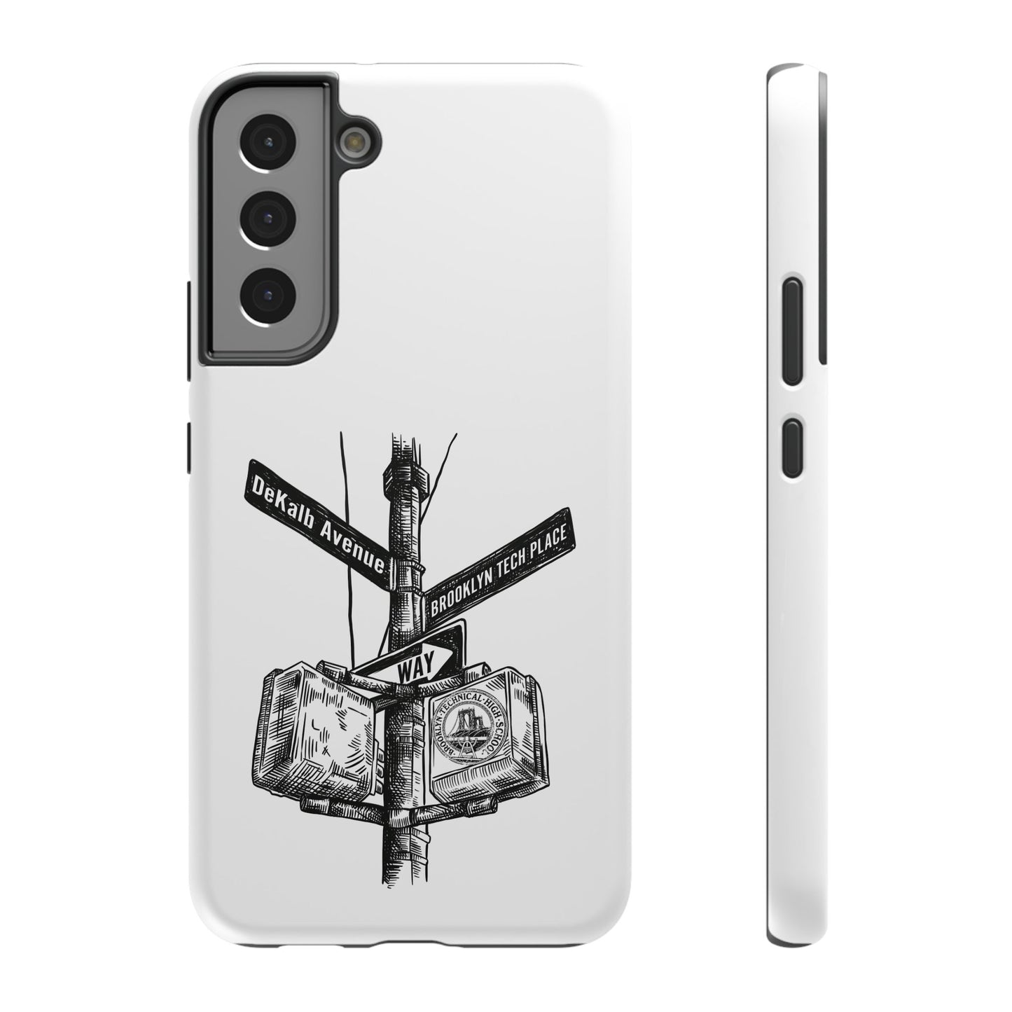 Dekalb Ave & Brooklyn Tech Pl (black Graphic) - Impact-Resistant Phone Cases - White