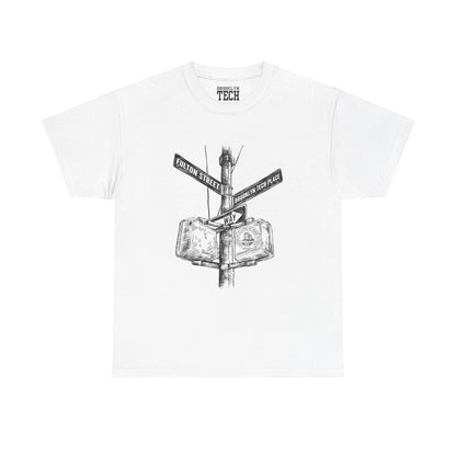 Boutique - Fulton St & Brooklyn Tech Pl - (Black Graphic) Men's Heavy Cotton T-Shirt