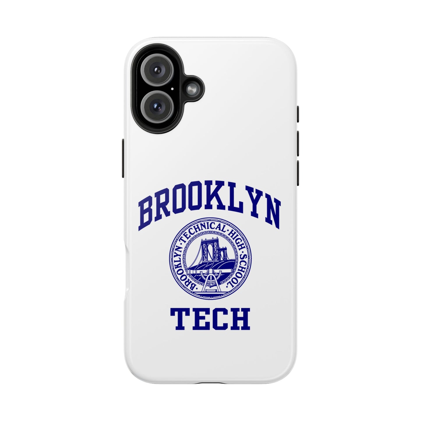 Brooklyn Tech Classic Logo - Tough Phone Cases - White with navy-blue graphic