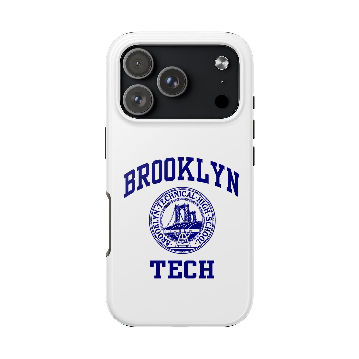 Brooklyn Tech Classic Logo - Tough Phone Cases - White with navy-blue graphic