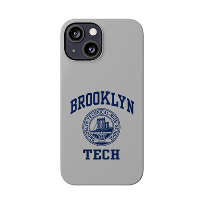 Brooklyn Tech Slim Phone Case - Grey with Navy-Blue Logo