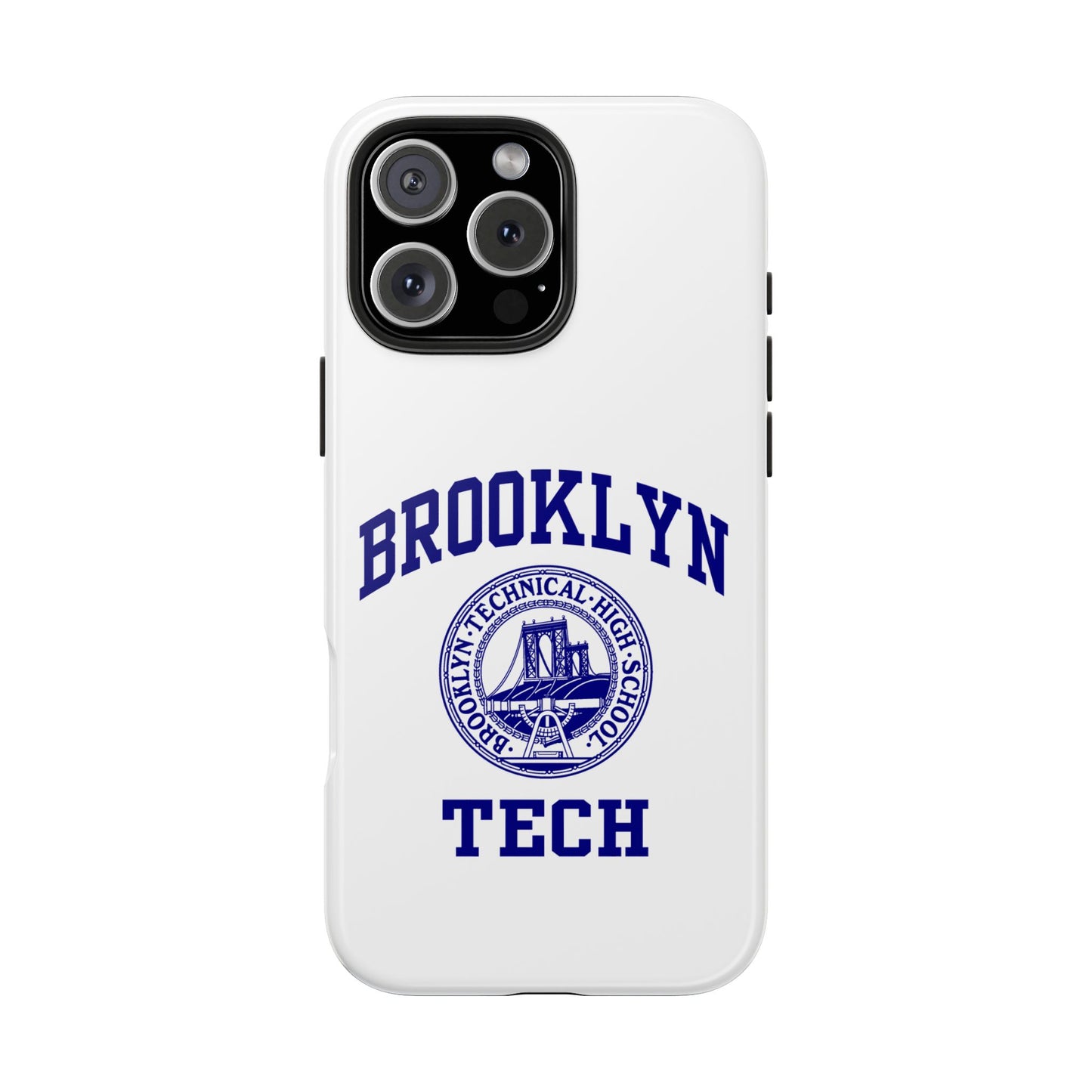 Brooklyn Tech Classic Logo - Tough Phone Cases - White with navy-blue graphic
