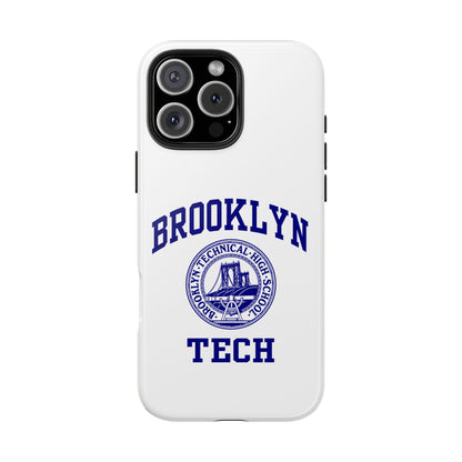 Brooklyn Tech Classic Logo - Tough Phone Cases - White with navy-blue graphic