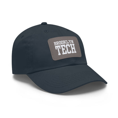 Brooklyn Tech - Hat With Leather Patch - Classic White Font (rectangle)