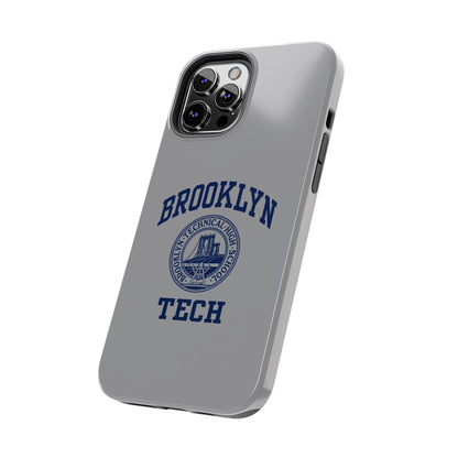 Classic Logo with Brooklyn Tech - Tough Phone Case - Grey with Navy-Blue graphics