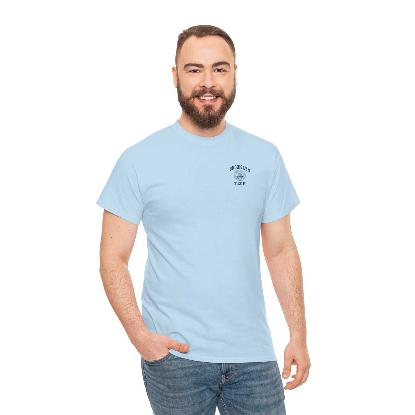 Classic Logo with Brooklyn Tech on left chest - Men's Heavy Cotton T-Shirt