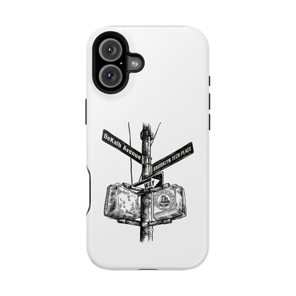 Dekalb Ave & Brooklyn Tech Pl (black graphic) - Impact-Resistant Phone Cases - White