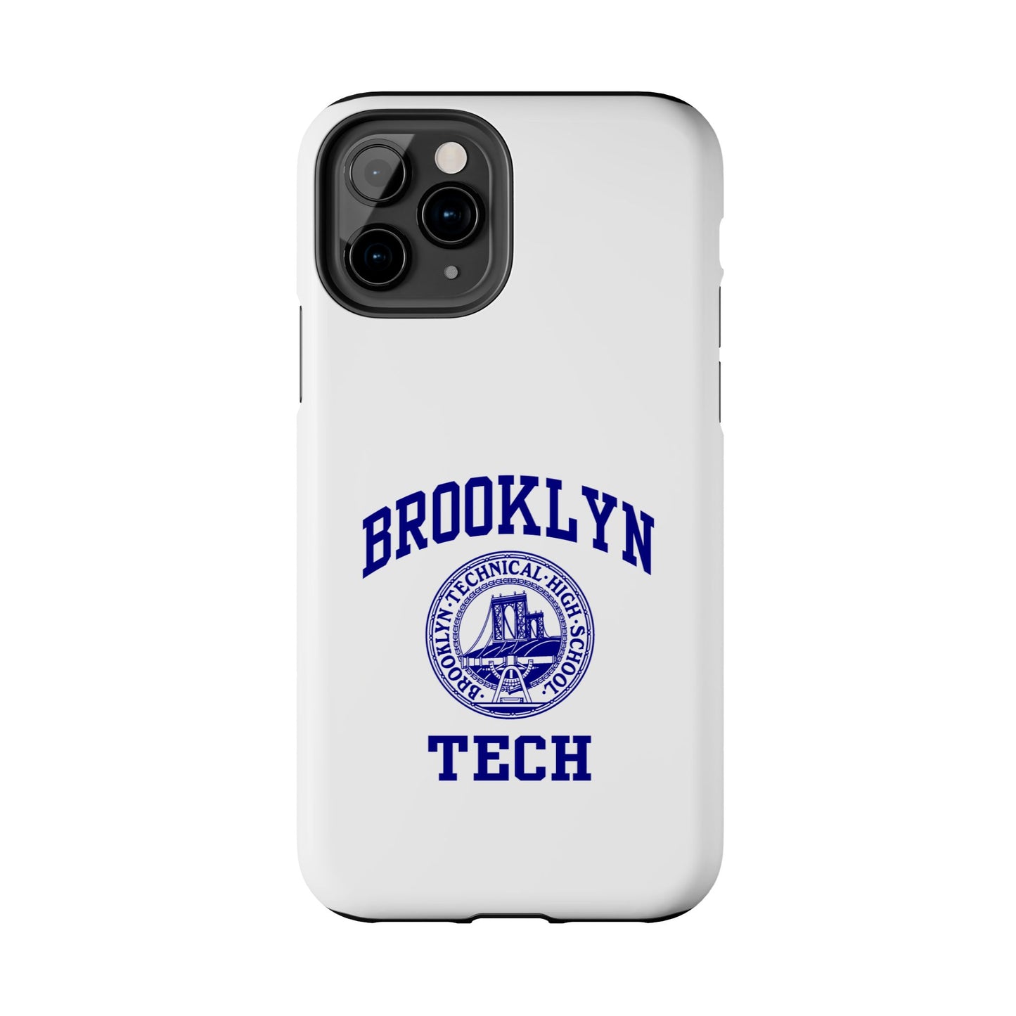 Brooklyn Tech Classic Logo - Tough Phone Cases - White With Navy-Blue Graphic
