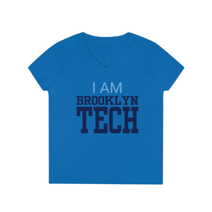 Classic Tech Seal - I Am Brooklyn Tech - Ladies V-Neck T-Shirt