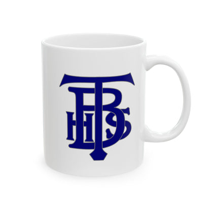 Stacked Logo & Classic Tech Logo - Ceramic Mug, (11oz, 15oz) - Navy