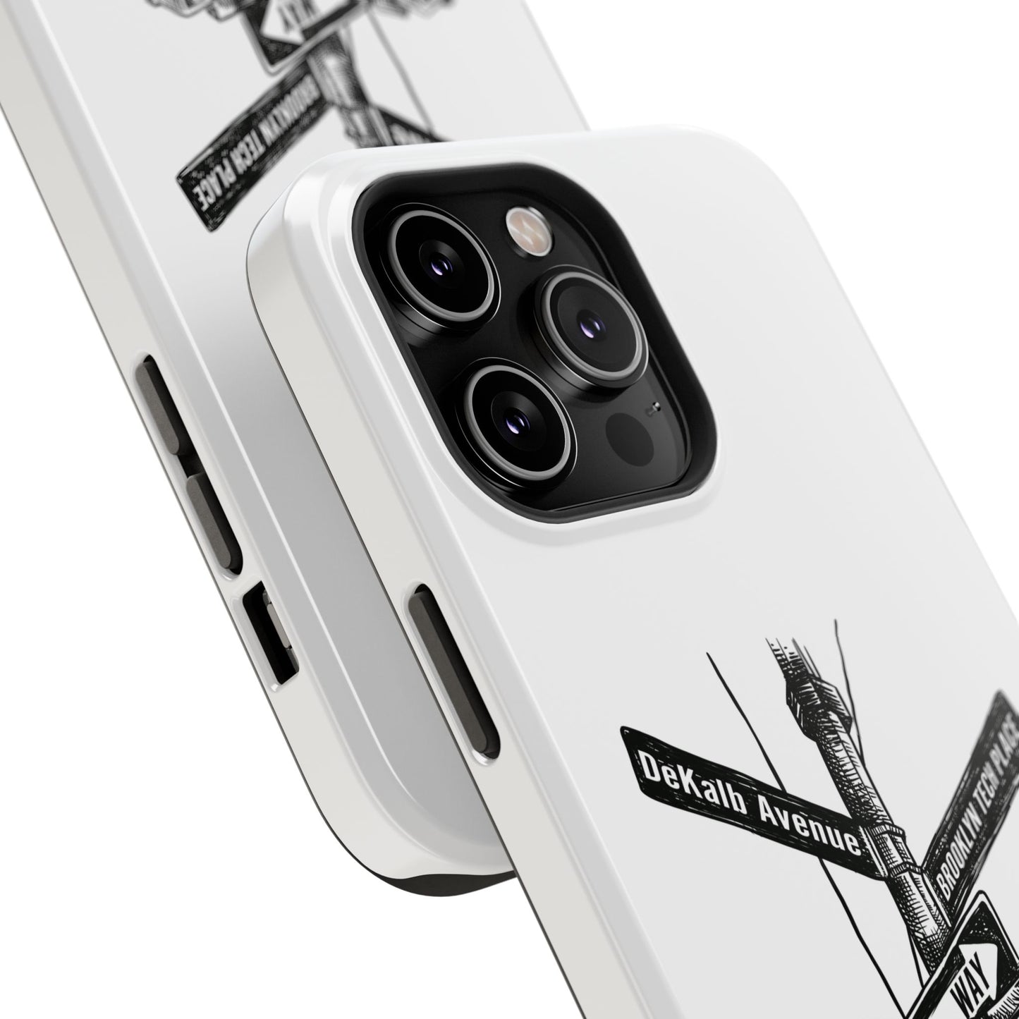 Dekalb Ave & Brooklyn Tech Pl (black graphic) - Impact-Resistant Phone Cases - White