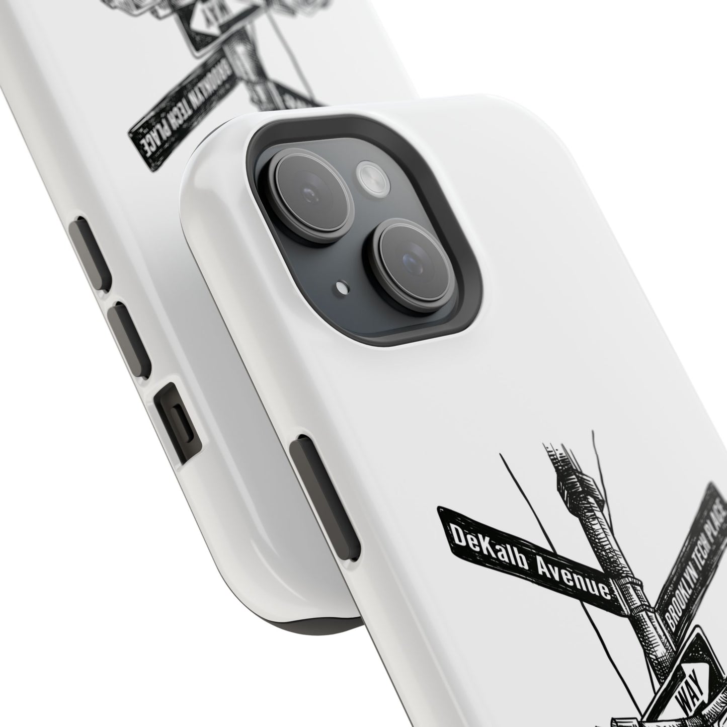 Dekalb Ave & Brooklyn Tech Pl (black graphic) - Impact-Resistant Phone Cases - White