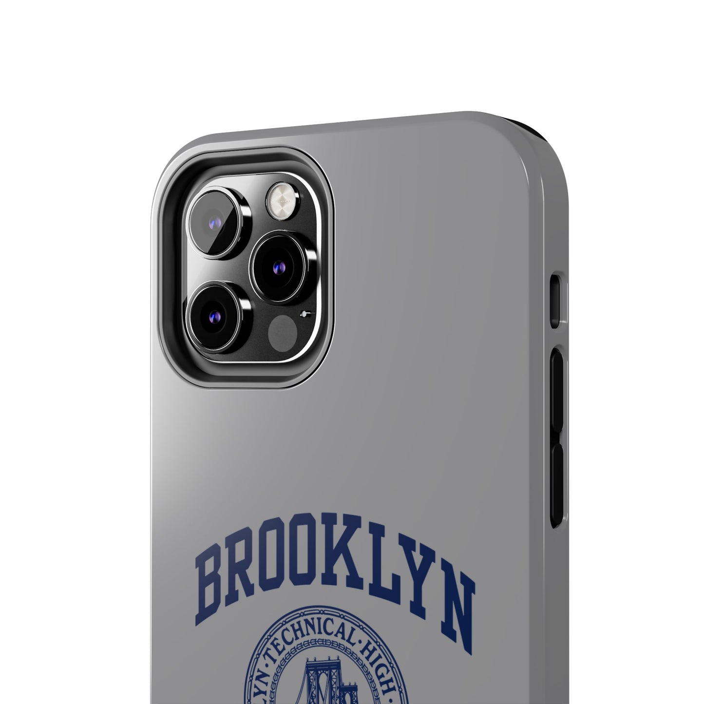 Classic Logo with Brooklyn Tech - Tough Phone Case - Grey with Navy-Blue graphics