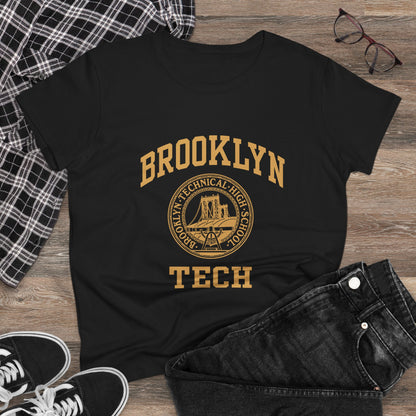 Classic Logo with Brooklyn Tech - Gildan's Ladies Midweight Cotton T-Shirt