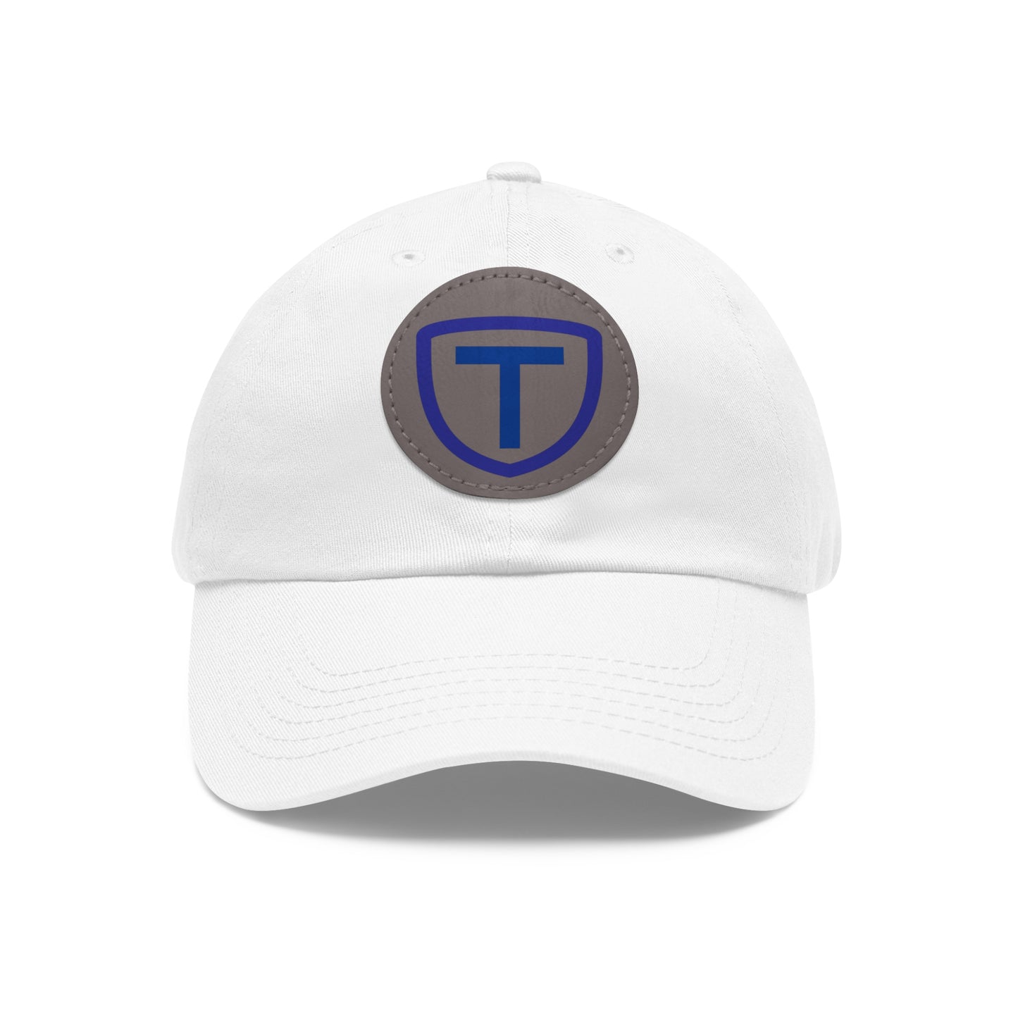 Stacked Tech Logo - Hat With Circular Leather Patch - Navy