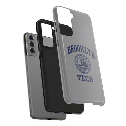 Classic Logo with Brooklyn Tech - Tough Phone Case - Grey with Navy-Blue graphics