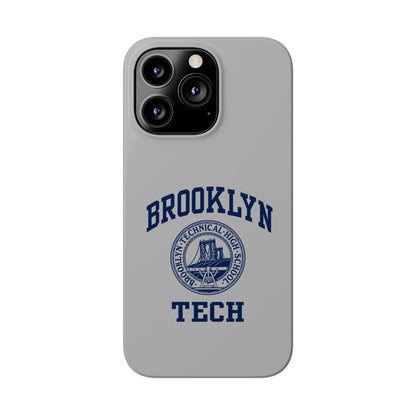Brooklyn Tech Slim Phone Case - Grey with Navy-Blue Logo