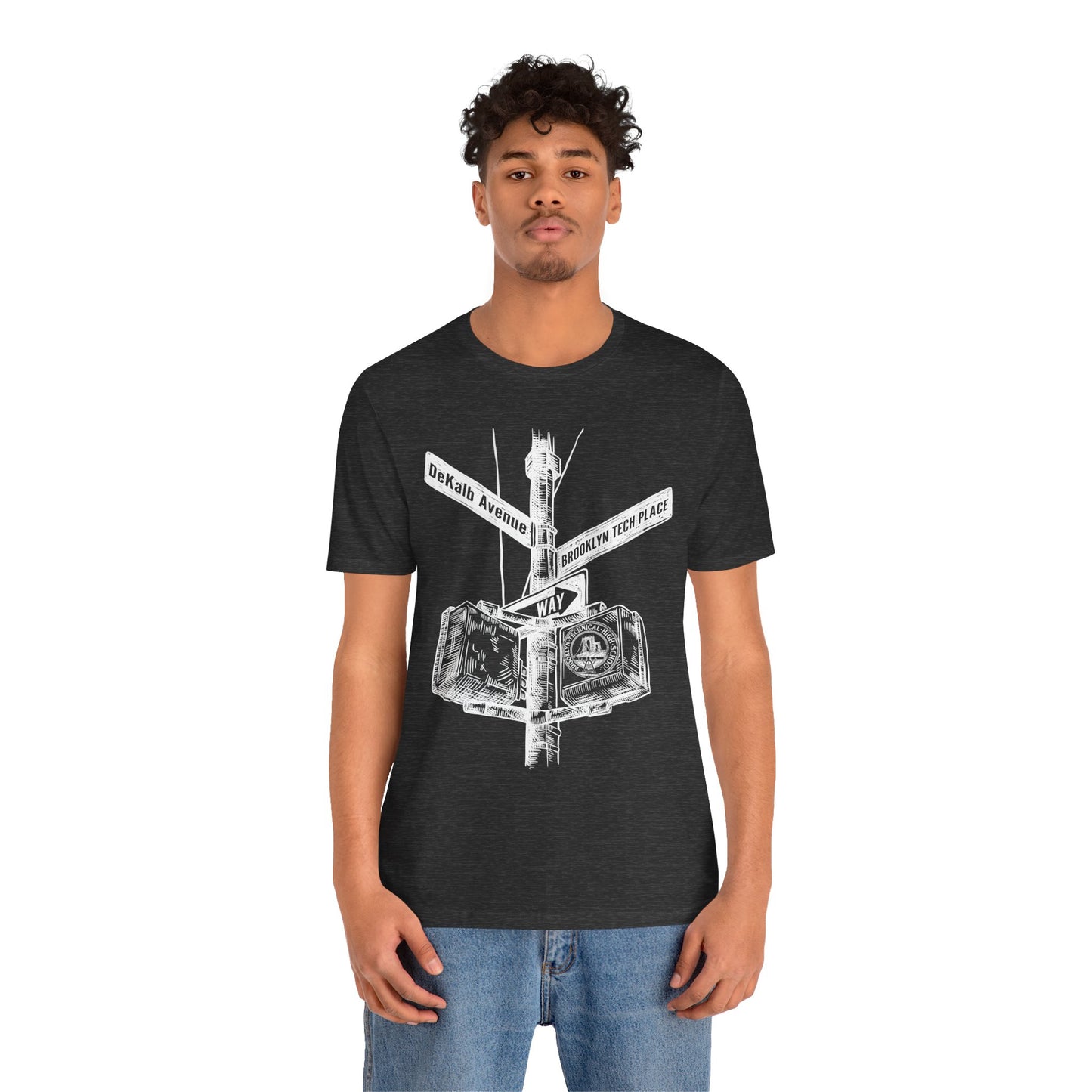 Boutique - DeKalb Avenue & Brooklyn Tech Place - white graphic - Men's  Jersey Short Sleeve T-Shirt