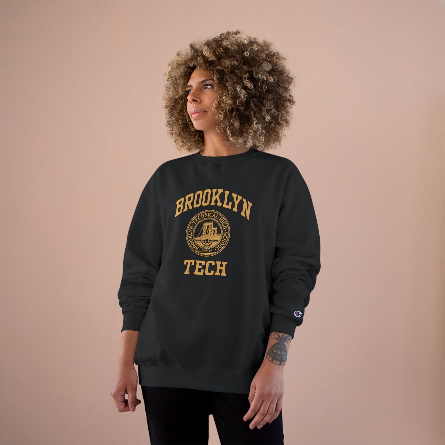 Classic Logo with Brooklyn Tech - Champion Crewneck Sweatshirt