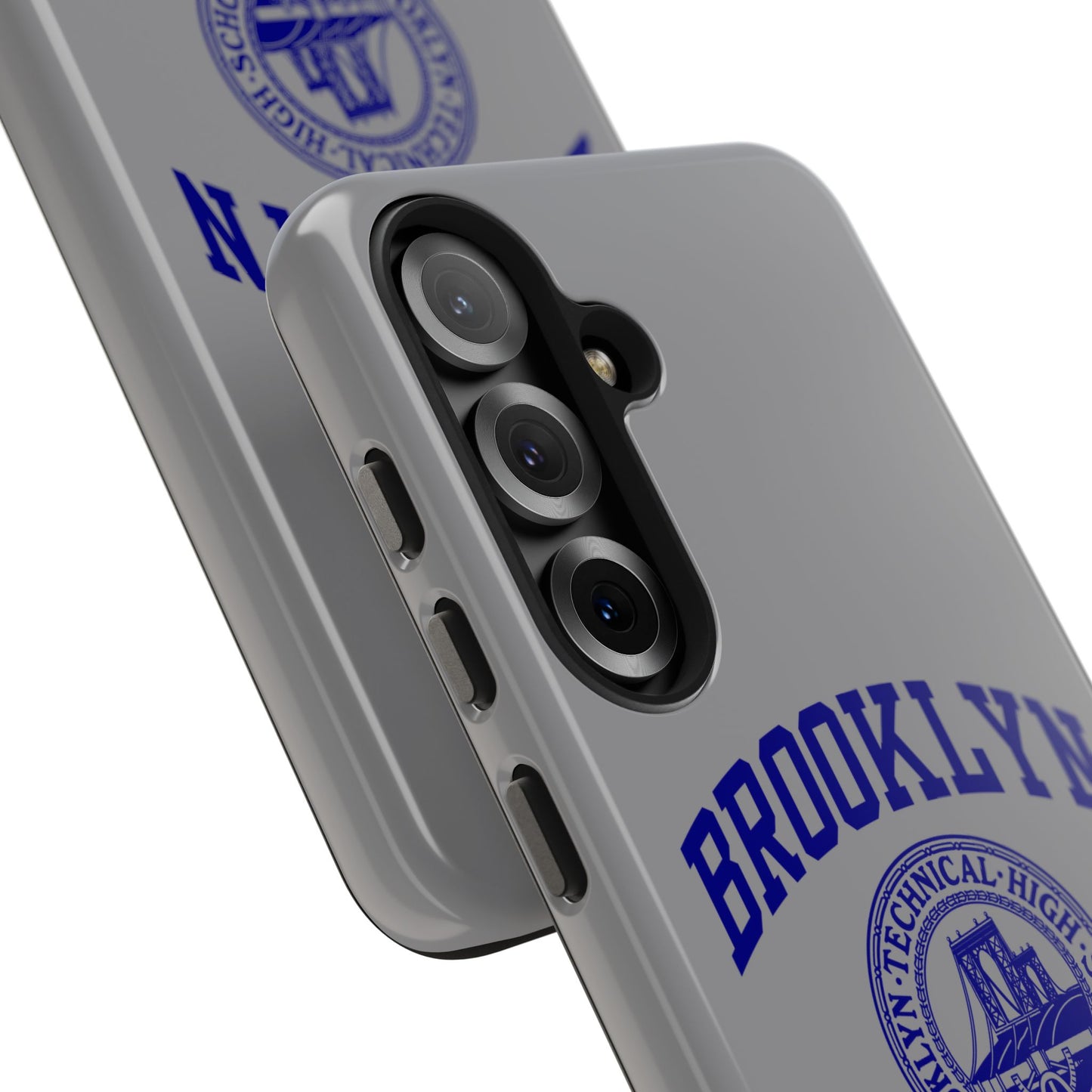Brooklyn Tech Classic Logo - Tough Phone Case - Grey with Navy-Blue graphics