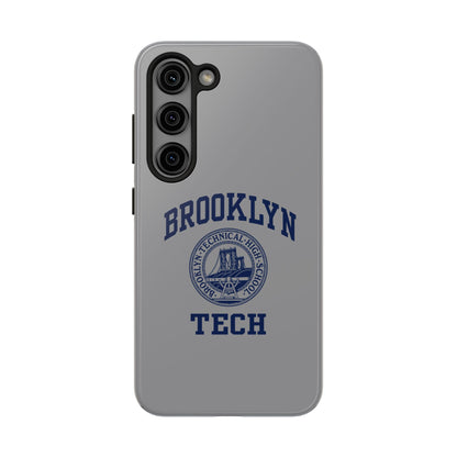 Classic Logo with Brooklyn Tech - Tough Phone Case - Grey with Navy-Blue graphics