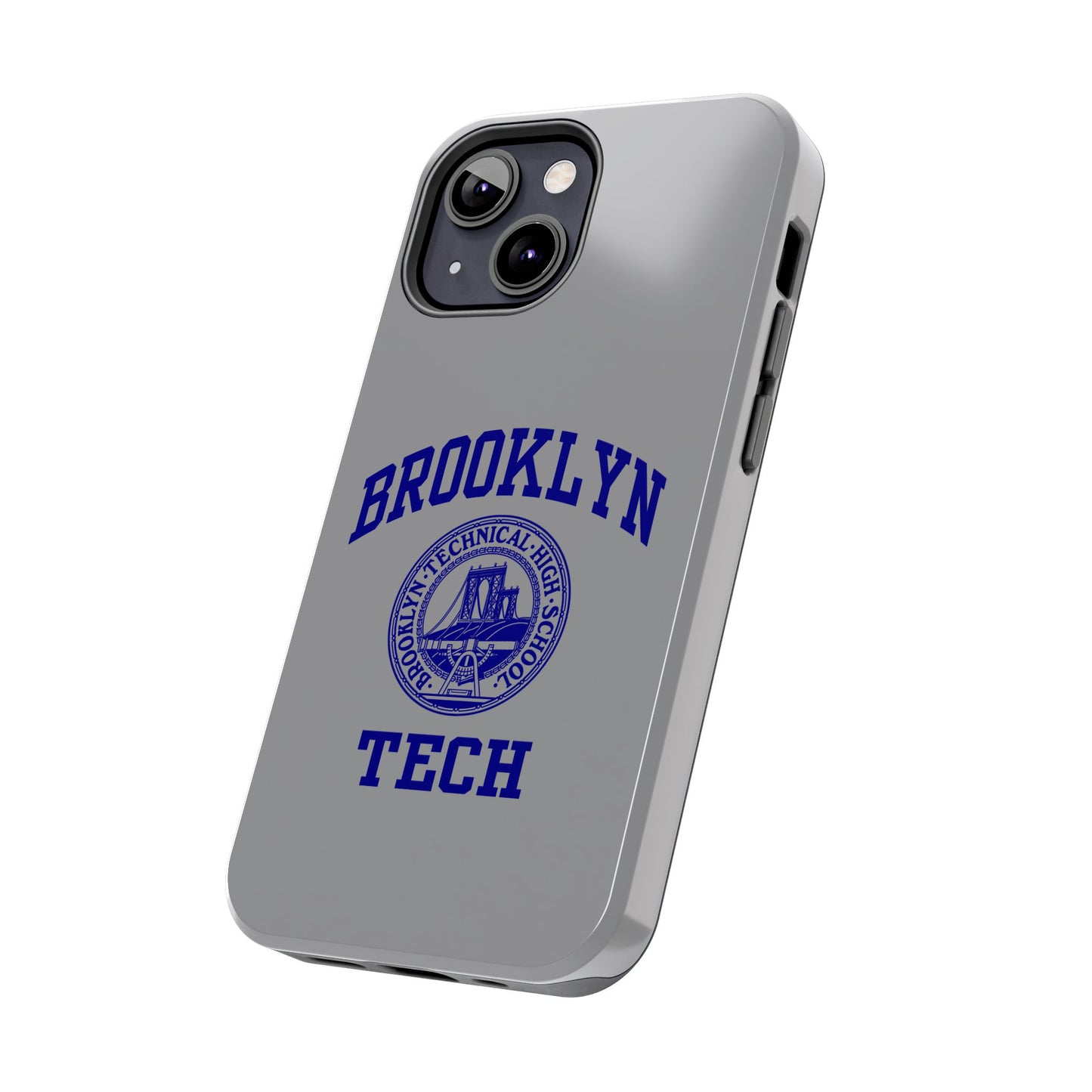 Brooklyn Tech Classic Logo - Tough Phone Case - Grey with Navy-Blue graphics
