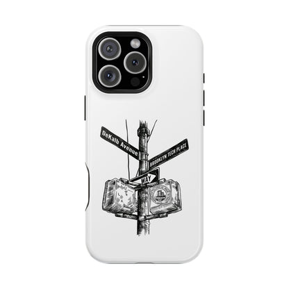 Dekalb Ave & Brooklyn Tech Pl (black graphic) - Impact-Resistant Phone Cases - White