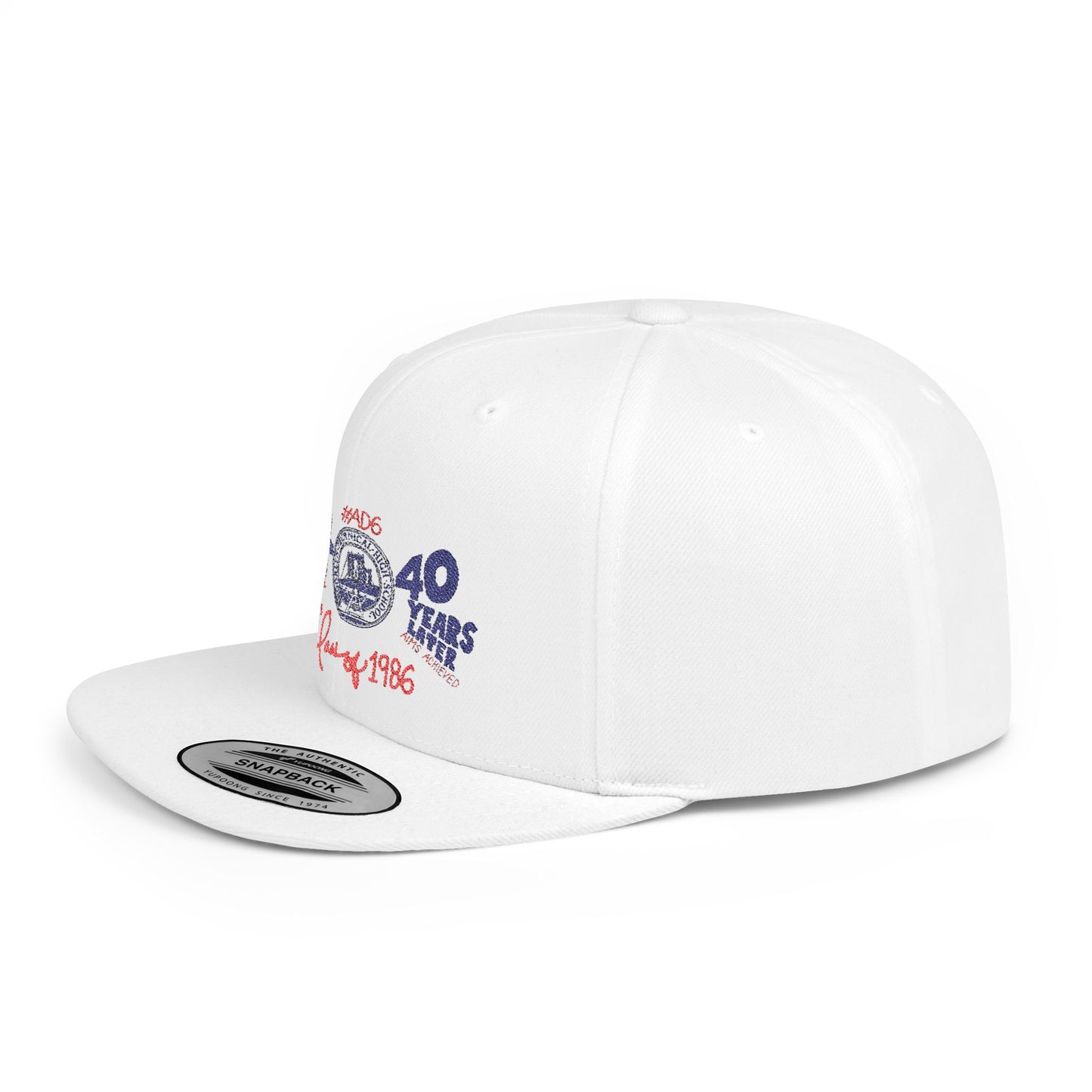 Class of 1986 40th Reunion Flat Bill Snapback - Navy logo