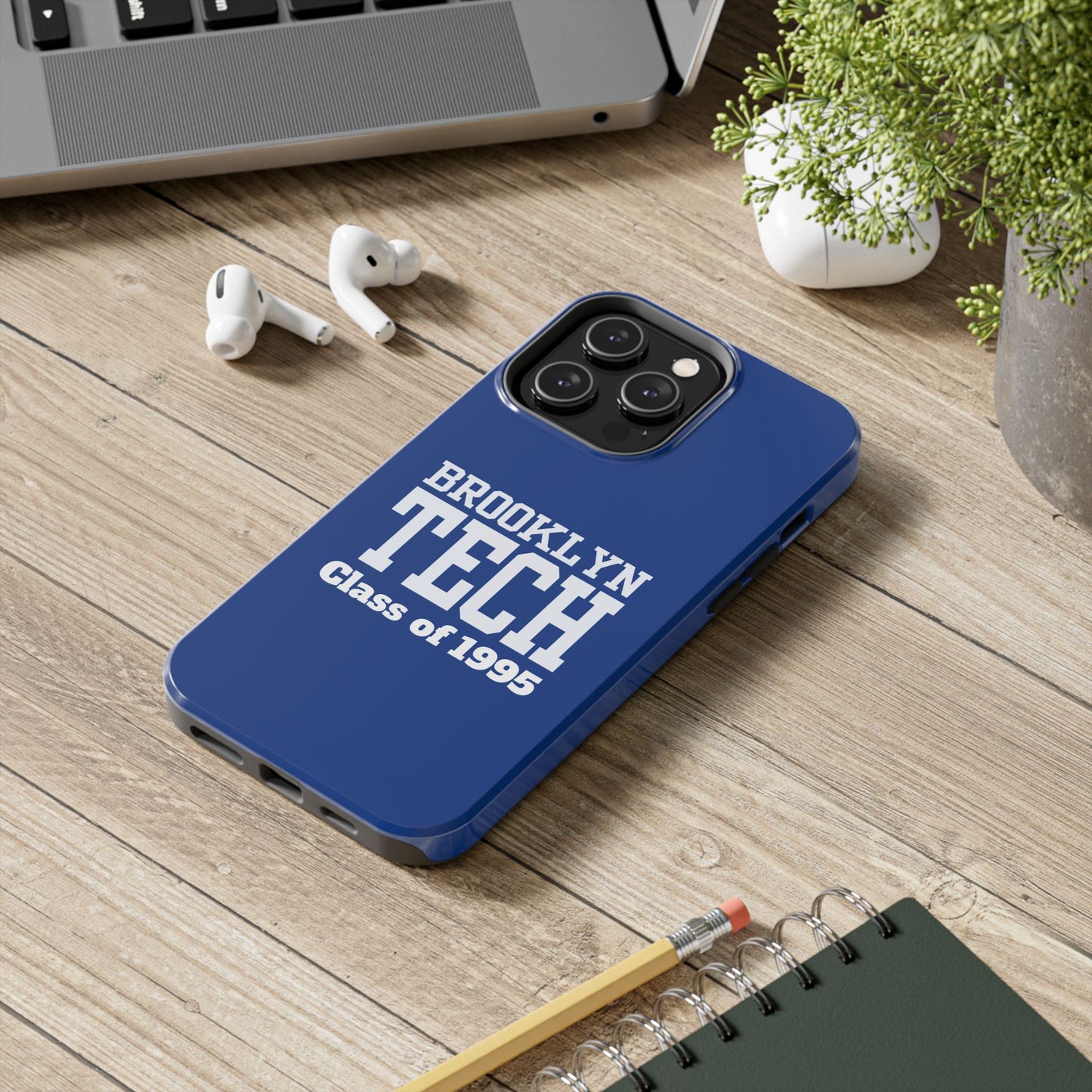 Brooklyn Tech Class of 1995 Tough Phone Case - Blue with white graphics