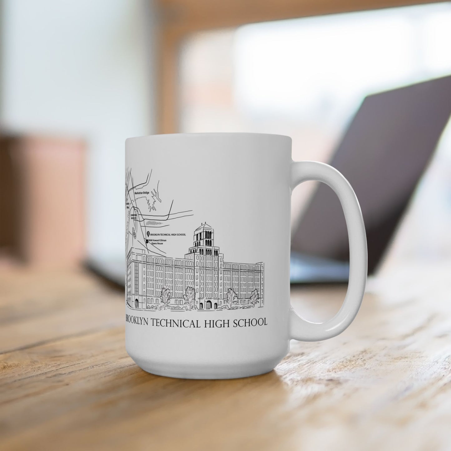 Tech Building - Ceramic Mug, (11oz, 15oz) - B&W