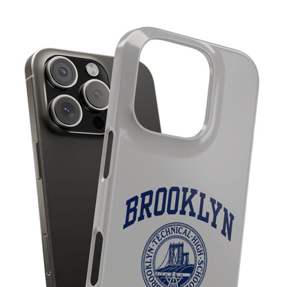 Brooklyn Tech Slim Phone Case - Grey with Navy-Blue Logo