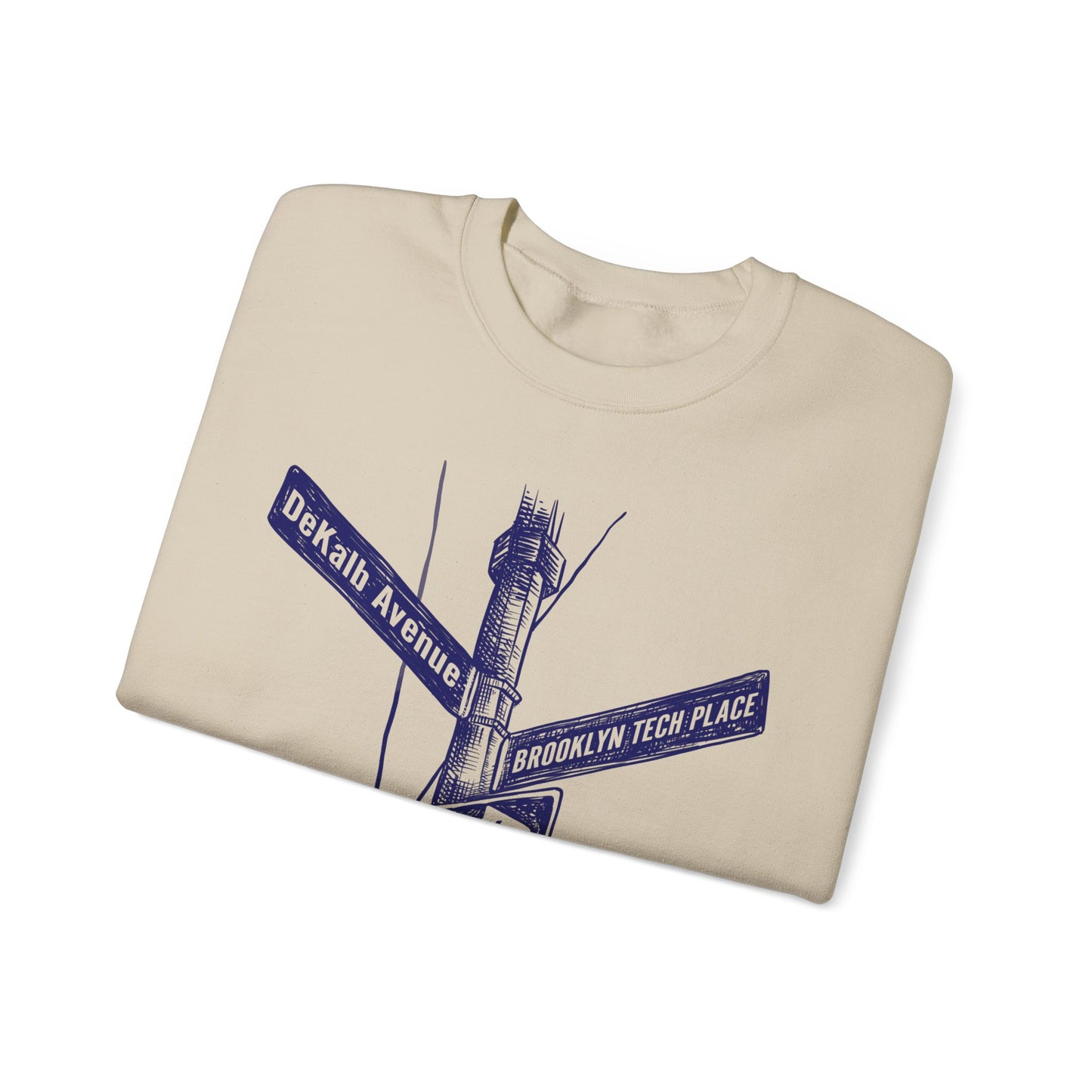 Boutique - Dekalb Ave & Brooklyn Tech Pl - Men's Heavy Blend Crewneck Sweatshirt - Navy Graphic