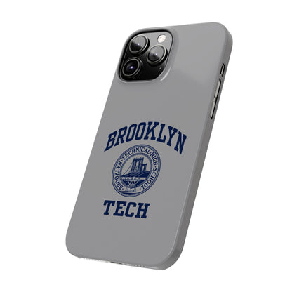 Brooklyn Tech Slim Phone Case - Grey with Navy-Blue Logo