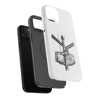 Dekalb Ave & Brooklyn Tech Pl (black graphic) - Impact-Resistant Phone Cases - White